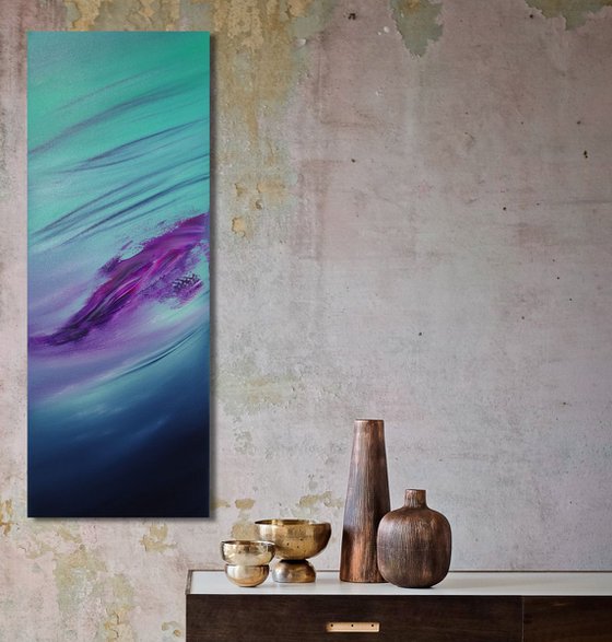 Immensity I (the series), 30x80 cm, Deep edge, Original abstract painting, oil on canvas