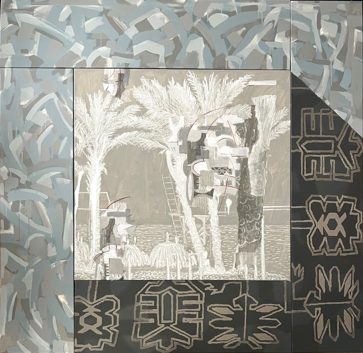 Organic Landscape Oil Painting By Mykhailo Korobkov, 79 X 79", Otro Paisaje 10, Original Artwork