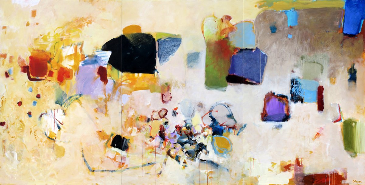 Expressive Abstract Acrylic Painting By Thomas Steyer, 142 X 71", Good Company, Original Artwork