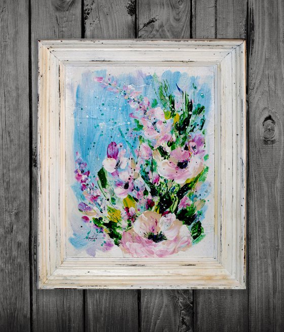 In The Cottage Garden 3 - Framed Floral Painting by Kathy Morton Stanion