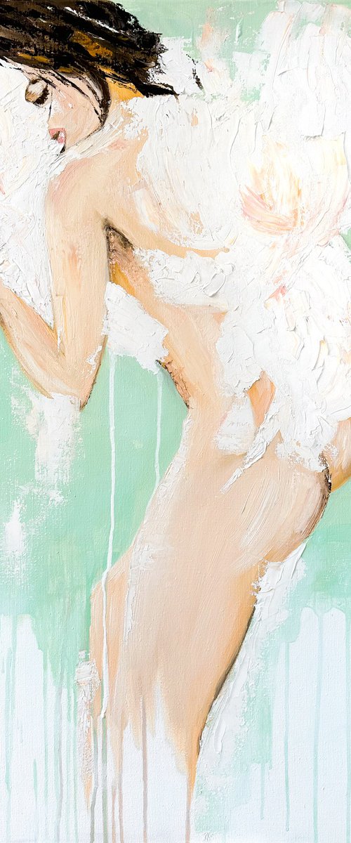 Naked Kisses of White Peonies by Kristina Mallen