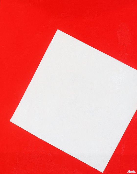 White Square on Red
