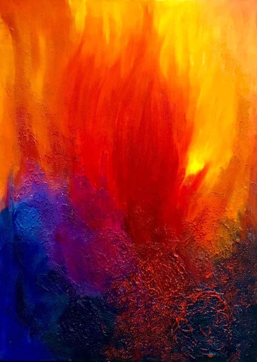 Abstract Oil Painting By Vera Klimova, 20 X 28", Dies Irae, Original Artwork