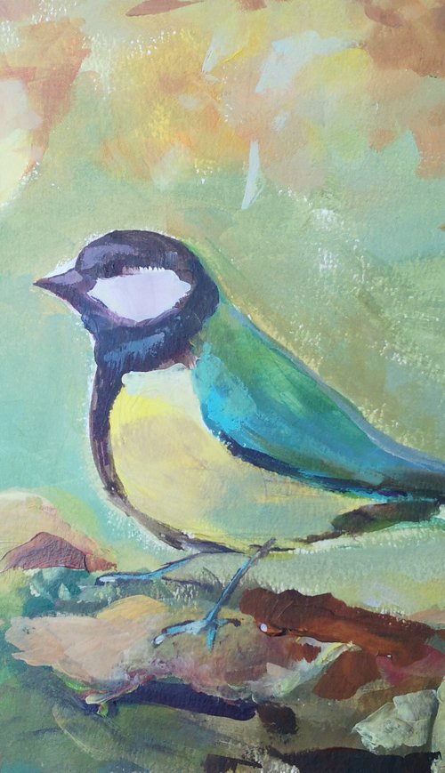 "Bird" (acrylic on paper paintings)( 11x15×0.1'') by Alexander Koltakov