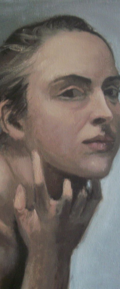 Woman with tied back hair by Jack Bagley