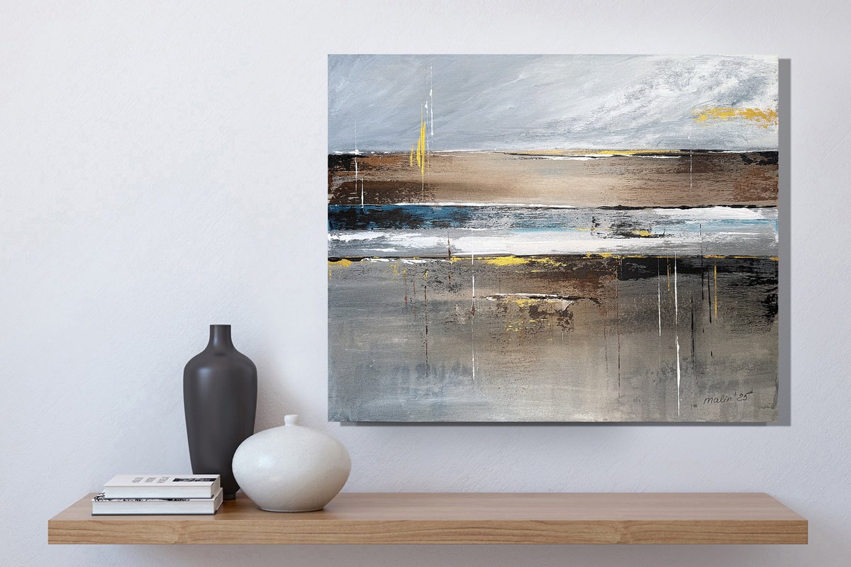 Salt Wind Memory. Ocean Blue Golden Accents By Tatiana Malinovscaia, 20 X 16, Artwork For Sale On Artfinder