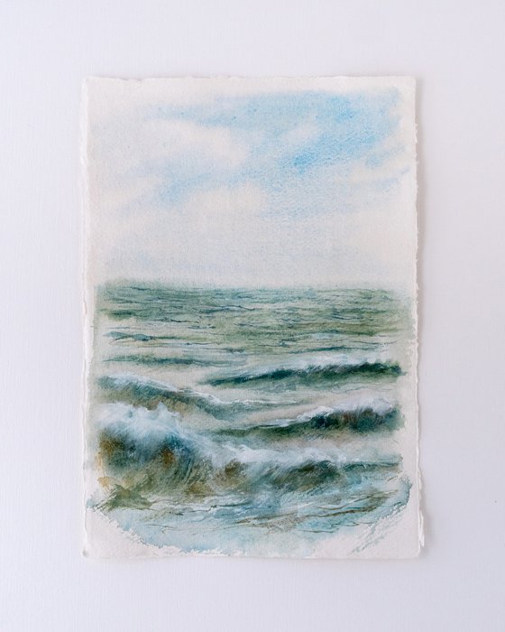 "Ocean Diary from September 6th, 2019" mixed-media painting