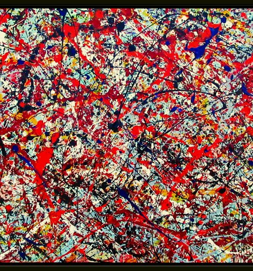 CONVERGENCE 11, framed, Pollock style by Tomaž Gorjanc - Tomo