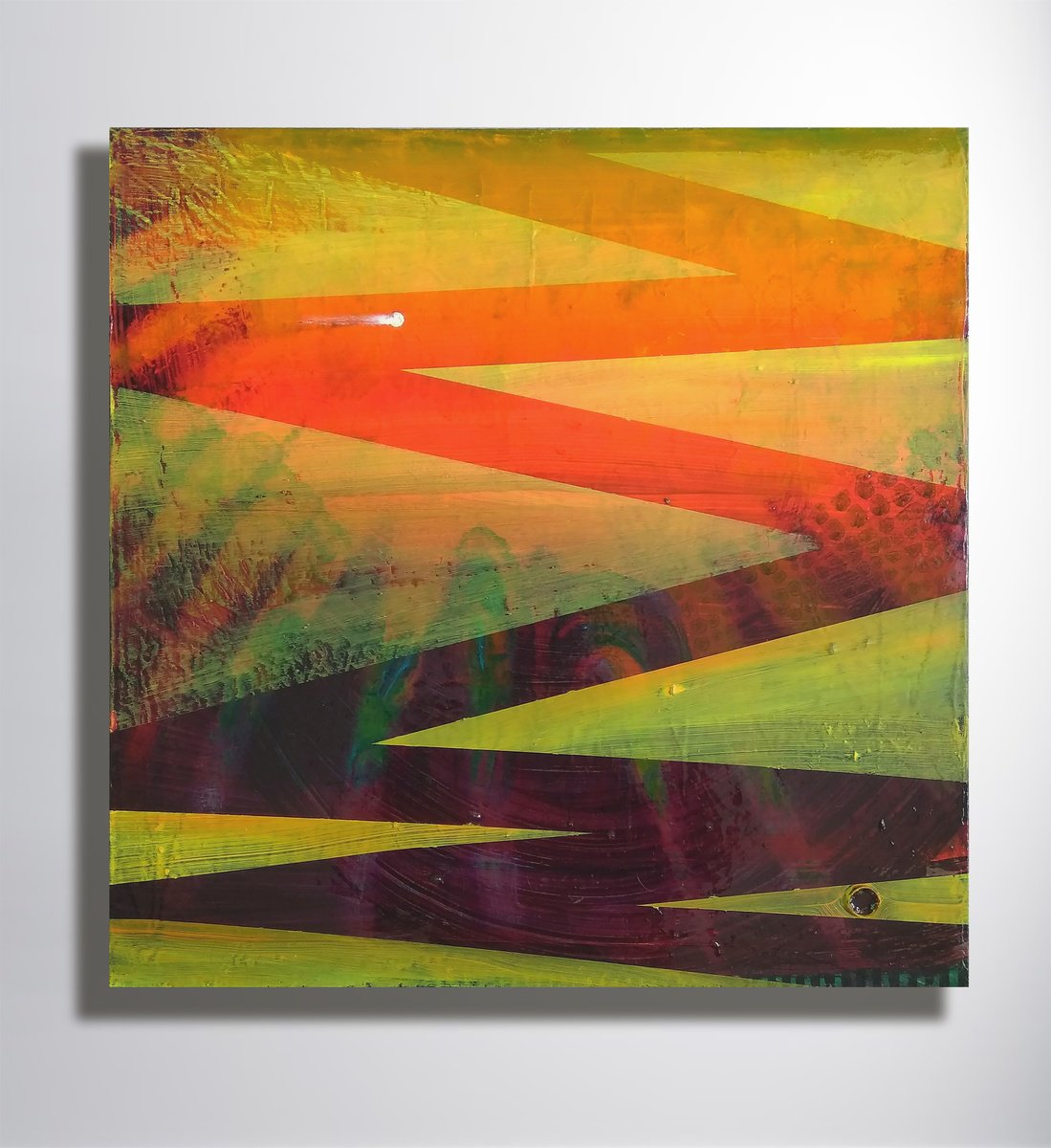 Impressionistic Abstract Oil Painting By Marya, 20 X 20", "The Lines", Original Artwork