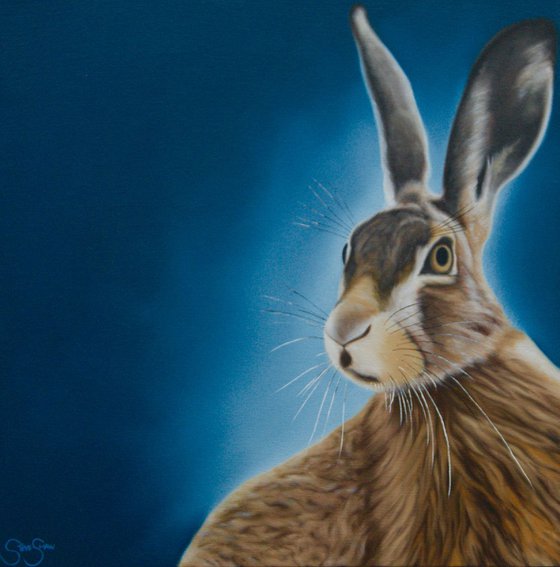 Moonlit Hare ( on canvas ) Free Shipping