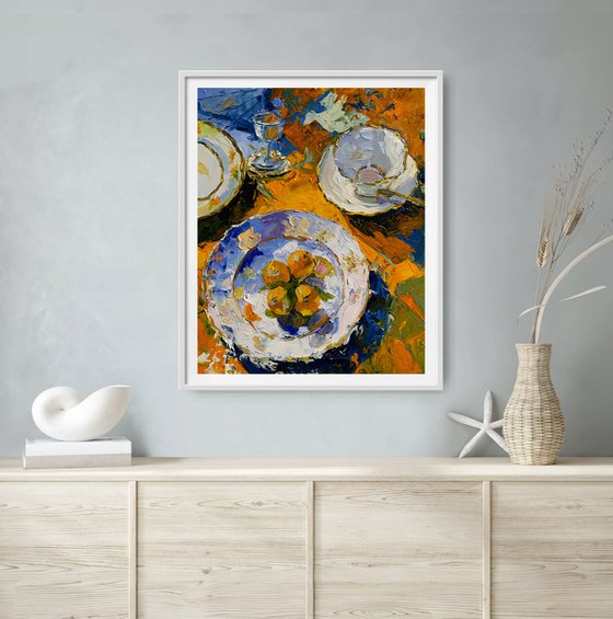 Orange still life with tangerines.