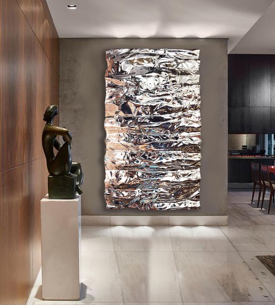 Reflections in Silver  215 cm x 120 cm 3-D Modern Abstract