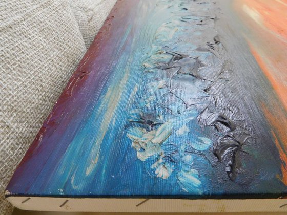 Restless calm - 110x45 cm, LARGE XXL, Original abstract painting, oil on canvas,