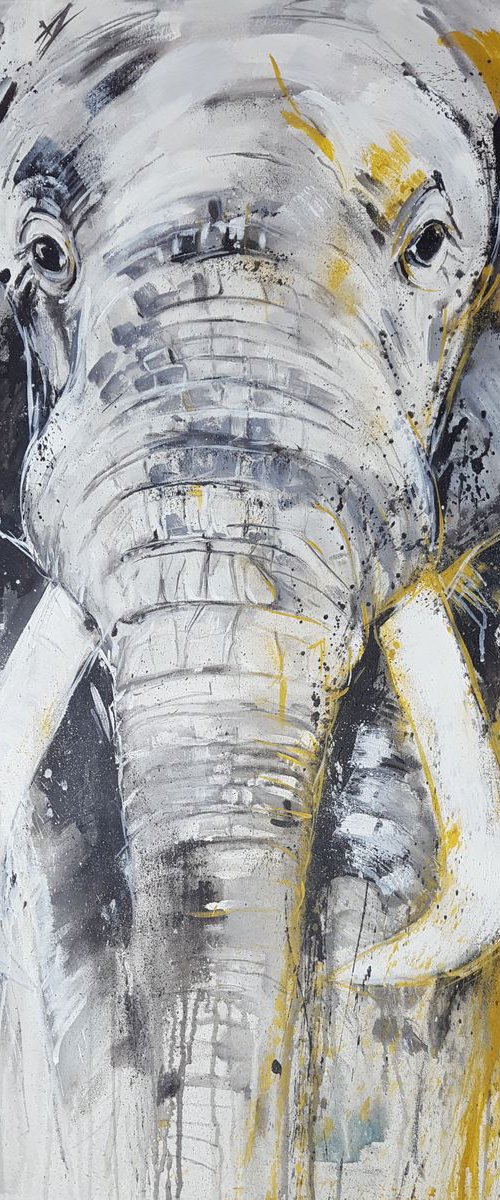Elephant #4 - Large Painting 70 x 100 cm by Stefanie Rogge