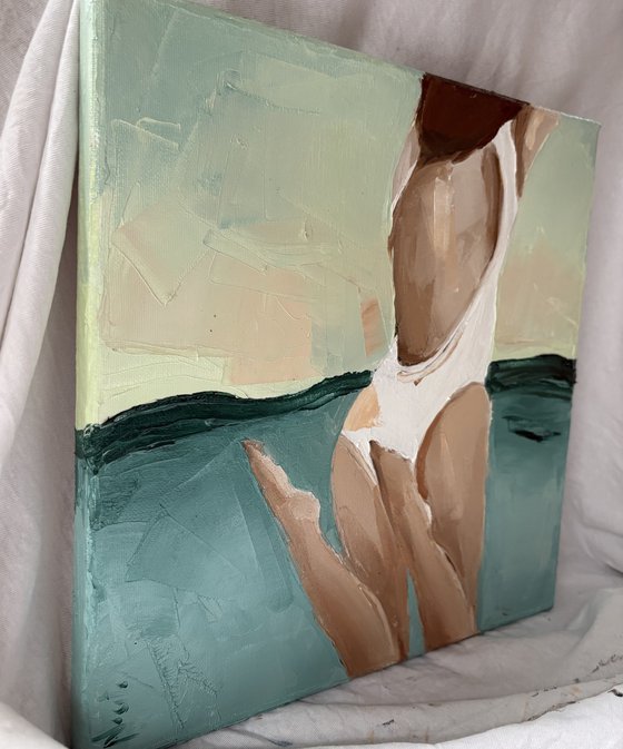 The jump on the sea horizon
