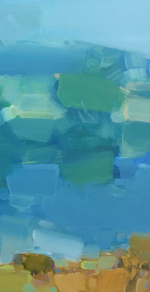 Lake Side, Landscape oil painting, Handmade artwork, by Vahe Yeremyan
