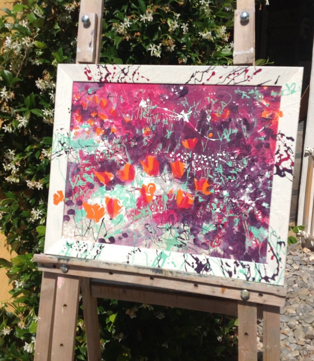 Organic Abstract Painting By Chris Walker, 22 X 19, La Californie, Original Artwork