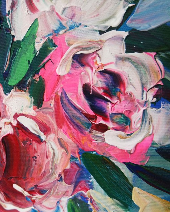 'PEONIES' - Acrylics Painting on Canvas
