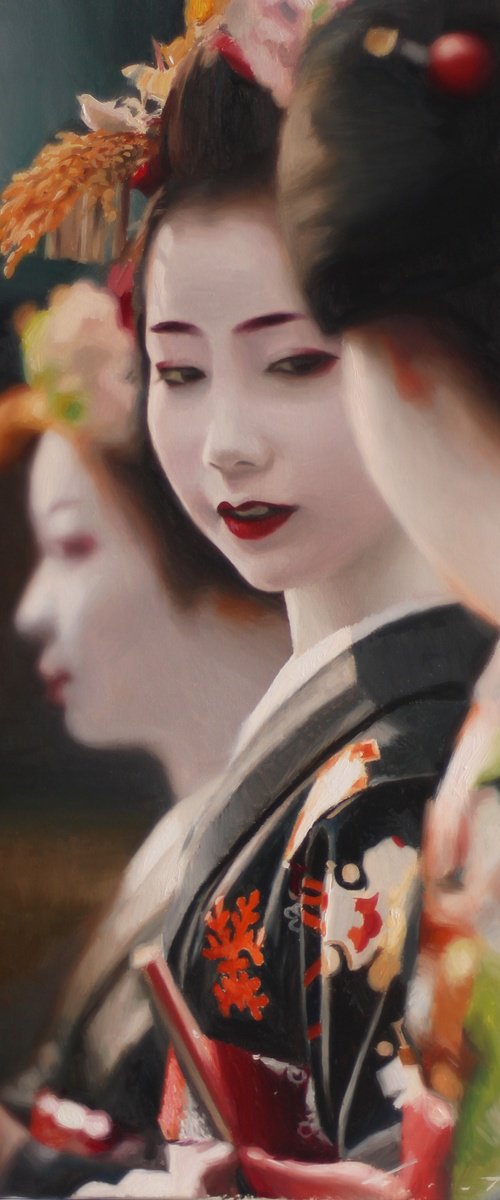Three Maiko of Gion Kobu - japanese art by Phil Couture