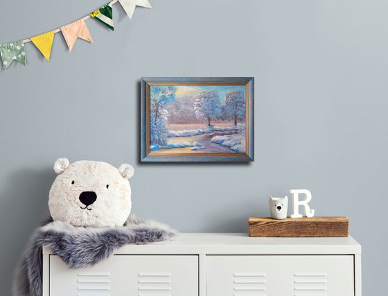 Winter dawn in the forest