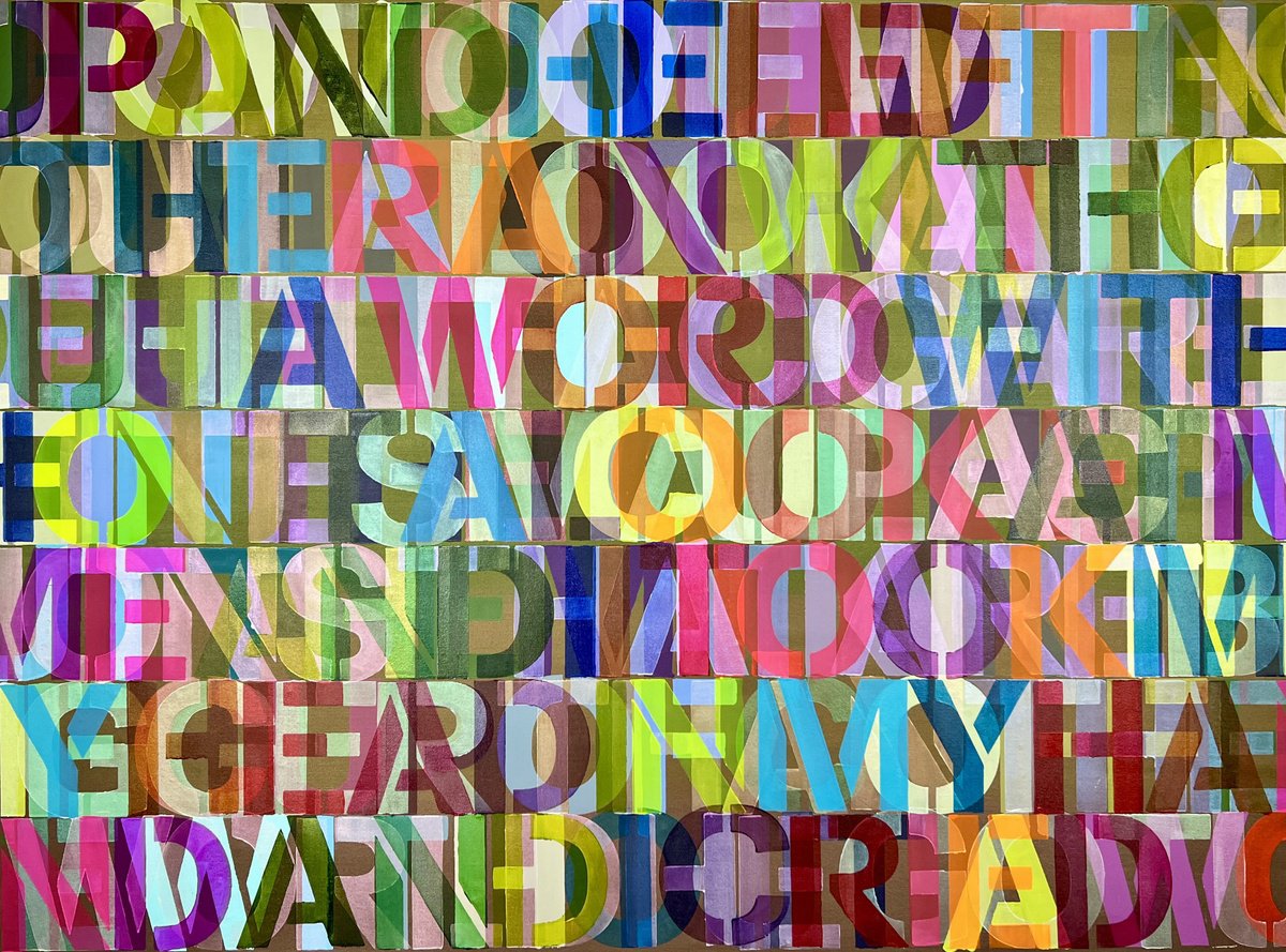 Abstract Acrylic Painting By Niki Hare, 75 X 55", Without A Word, Original Artwork