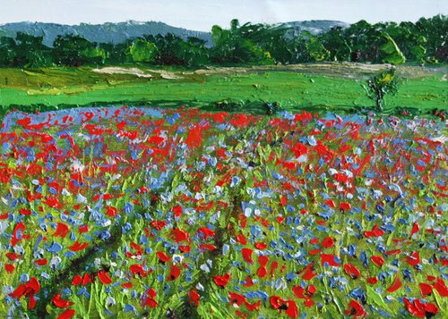 Poppies field III /  ORIGINAL PAINTING by Salana Art Gallery