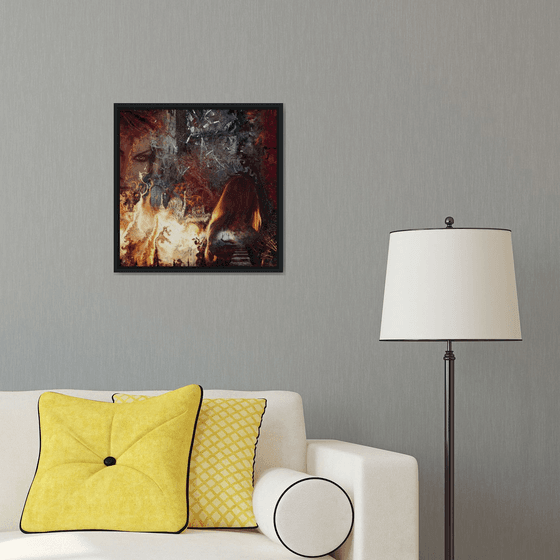 THE ILLUSION OF HELL | Digital Painting printed on Alu-Dibond with Black wood frame | Unique Artwork | 2019 | Simone Morana Cyla | 50 x 50 cm | Art Gallery Quality |