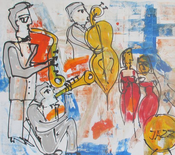 Jazzband Musicszene xl Acrylpainting 31,4 x 47,3 inch