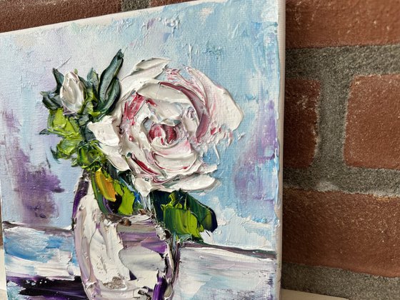 White Rose deep impasto