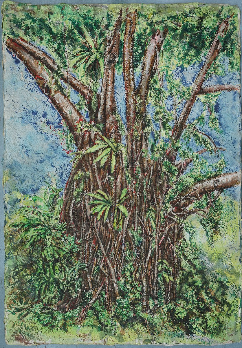 Impressionistic Botanical Acrylic Painting By Gordon T., 21 X 31, Wild Undergrowth, Original Artwork