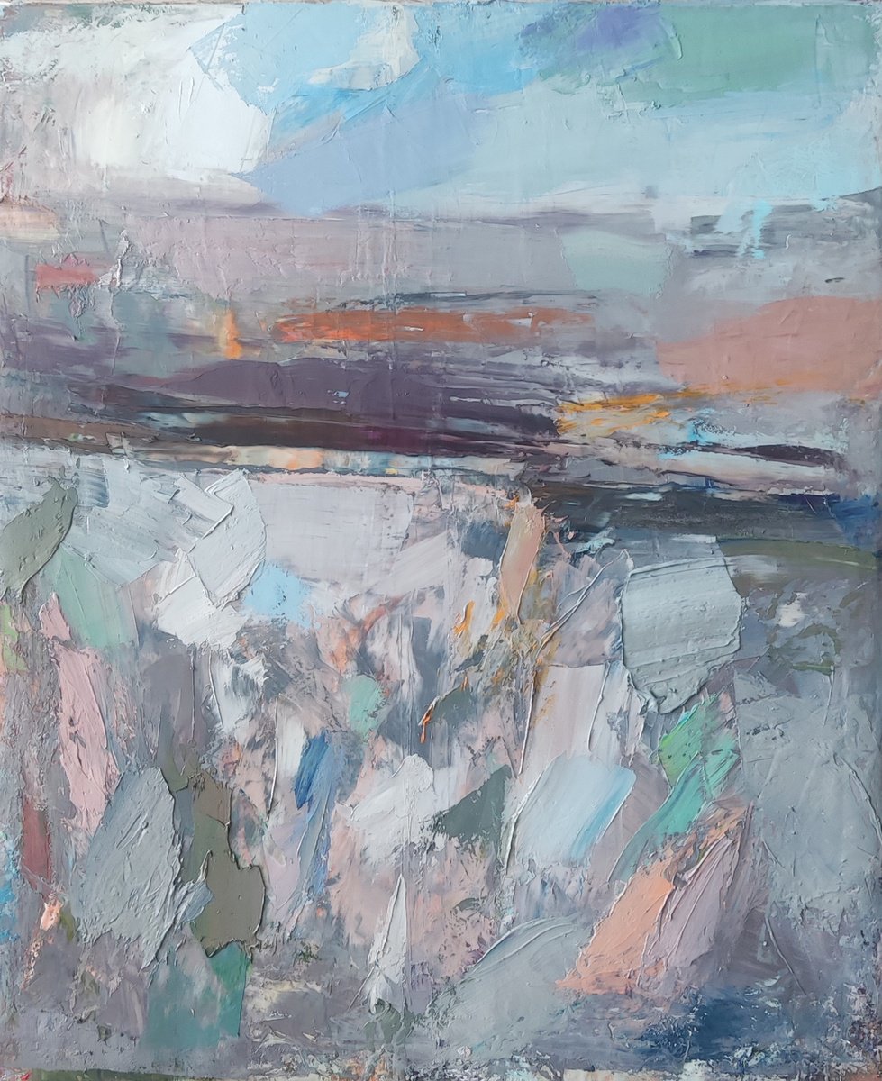 Expressive Landscape Oil Painting By Viktoria Shvoren, 20 X 24", Silver, Original Artwork