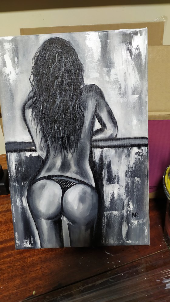 Forever in my mind, nude erotic girl oil painting, Gift, original oil painting