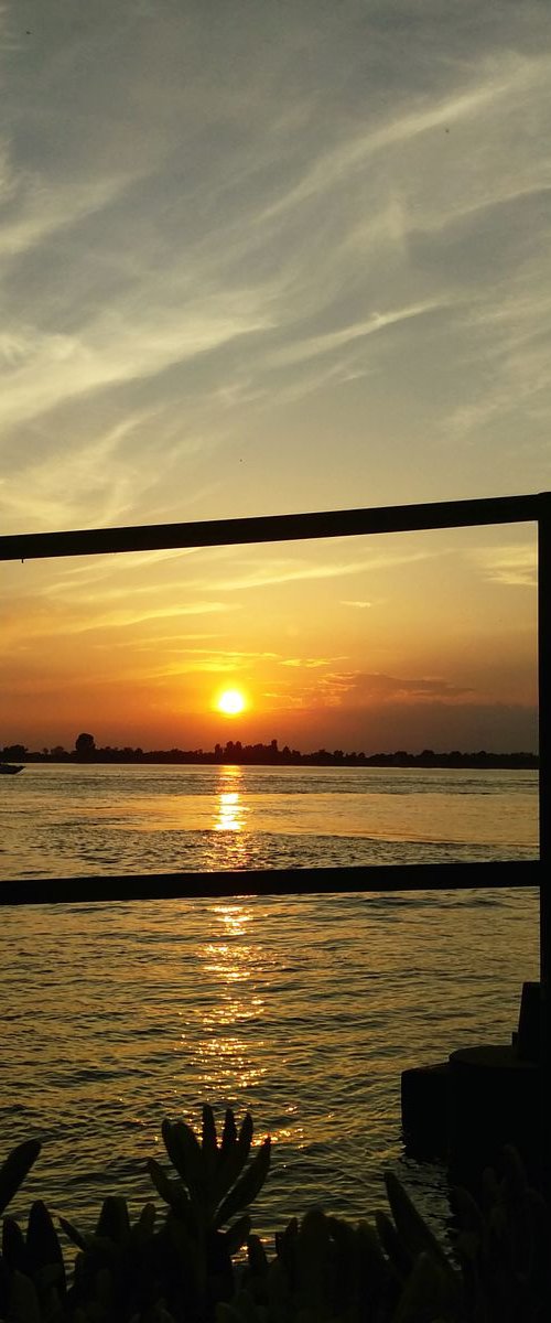 Venetian Blinds - Venice Sunset Travel Photography Print - 21x21 Inches, C-Type, Framed by Amadeus Long