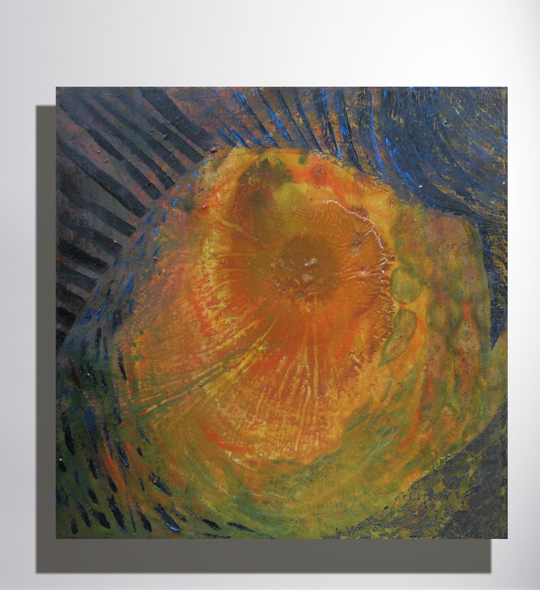 Surrealistic Abstract Oil Painting By Marya, 20 X 20", "Regard", Original Artwork