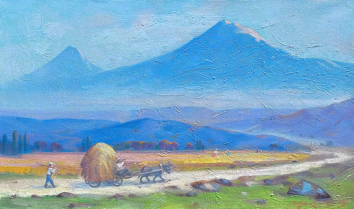 The Hay Cart Beneath Ararat By Samvel Atasunc, 20 X 12, Artwork For Sale On Artfinder