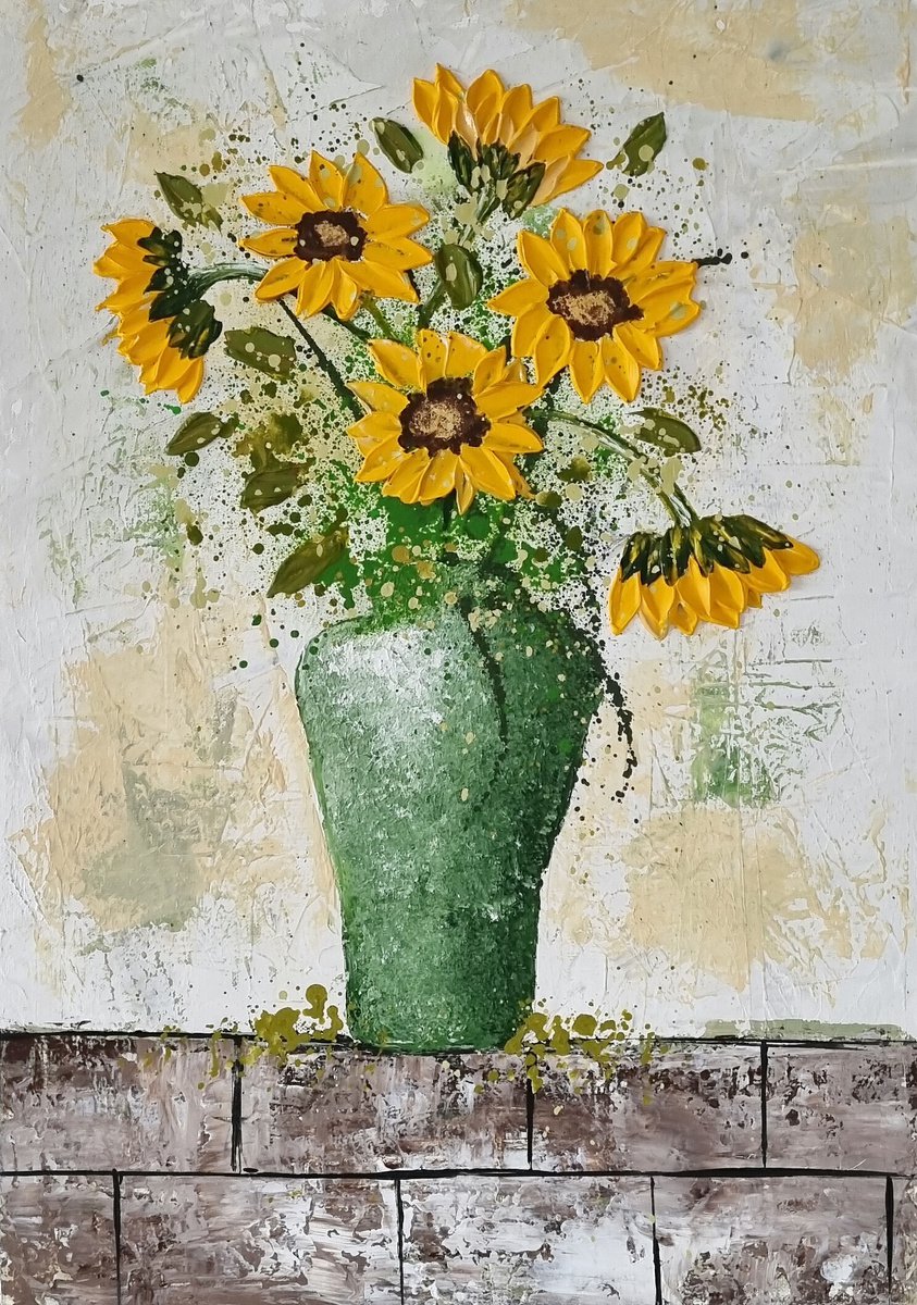 VASE WITH SUNFLOWERS by Cinzia Mancini