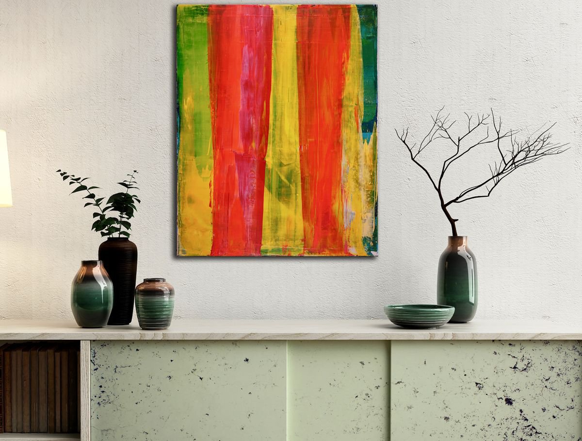 Abstract Acrylic Painting By Nestor Toro, 16 X 20", A Day In L.a. 2, Original Artwork