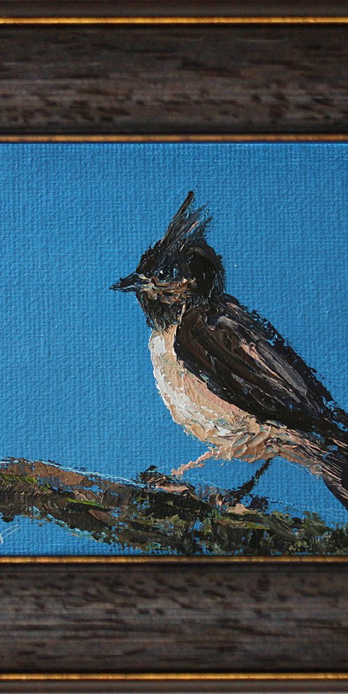 Mini Bird 02... framed / FROM MY A SERIES OF MINI WORKS BIRDS / ORIGINAL OIl PAINTING by Salana Art Gallery