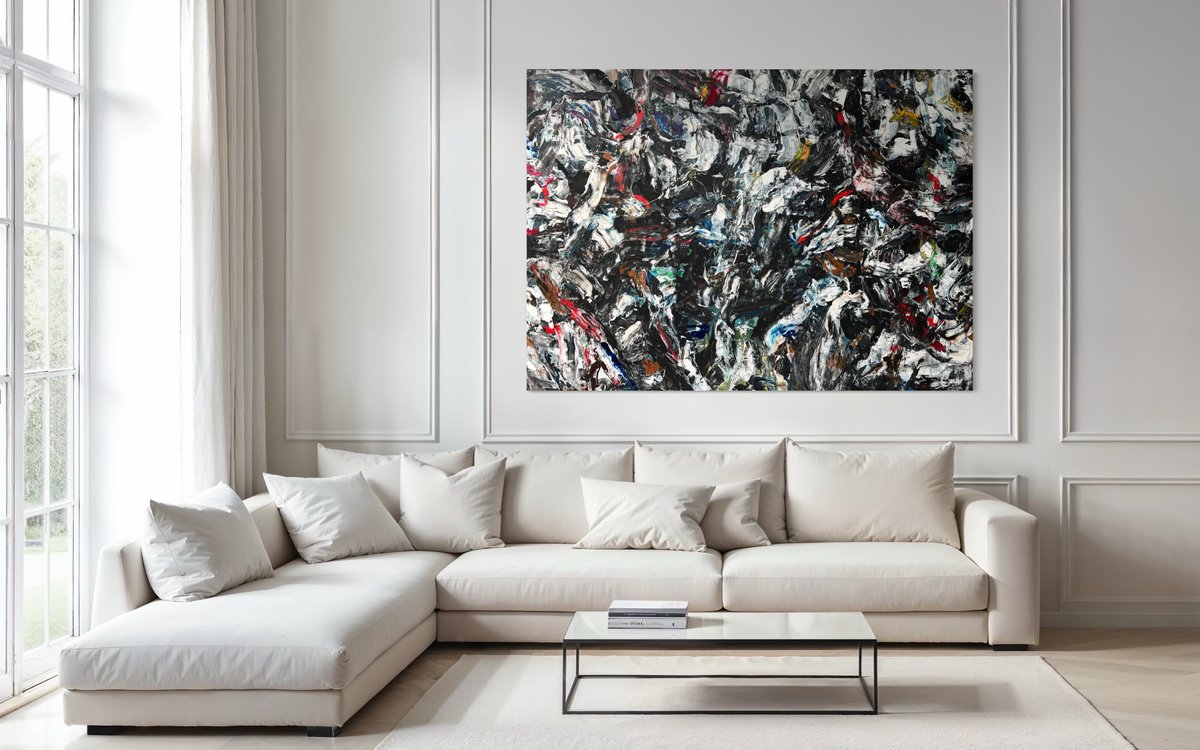 Abstract Acrylic Painting By Maria Esmar, 71 X 51", A Deeper Understanding, Original Artwork