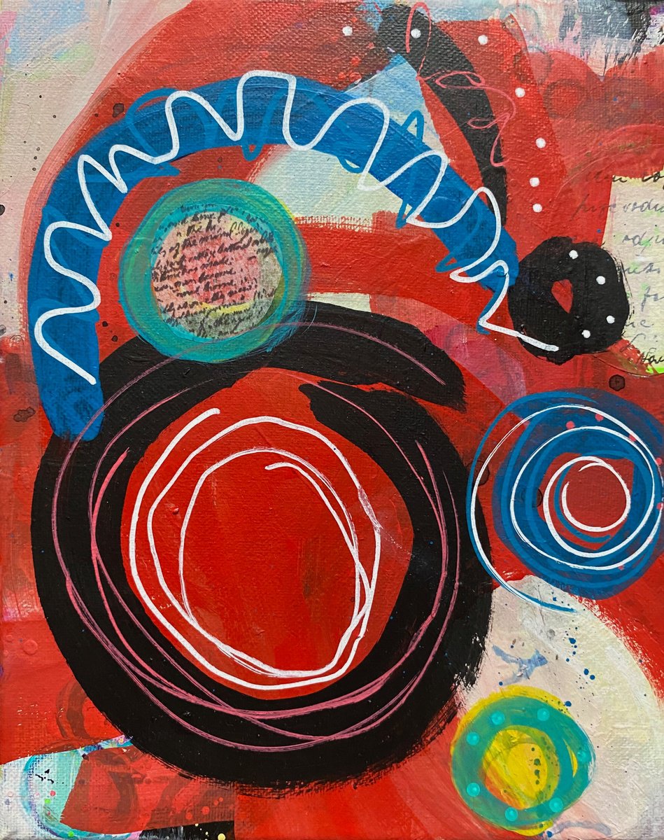 Abstract Painting By Kate Marion Lapierre, 8 X 10", Fun And Games, Original Artwork