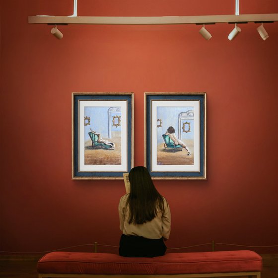 Cutie Naked Woman Soft Pastel