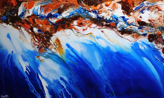 Rusted Oxide Coast 200cm x 120cm Blue Orange Textured Abstract Art