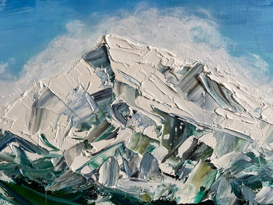 Mountain Original Oil Painting on Canvas, Winter Landscape Large Wall Art, Slovak Home Decor