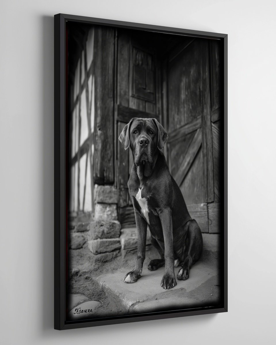 Photorealistic Animal Photograph By Ksavera, 25 X 37", Dog In Old Village B0805F, Original Artwork