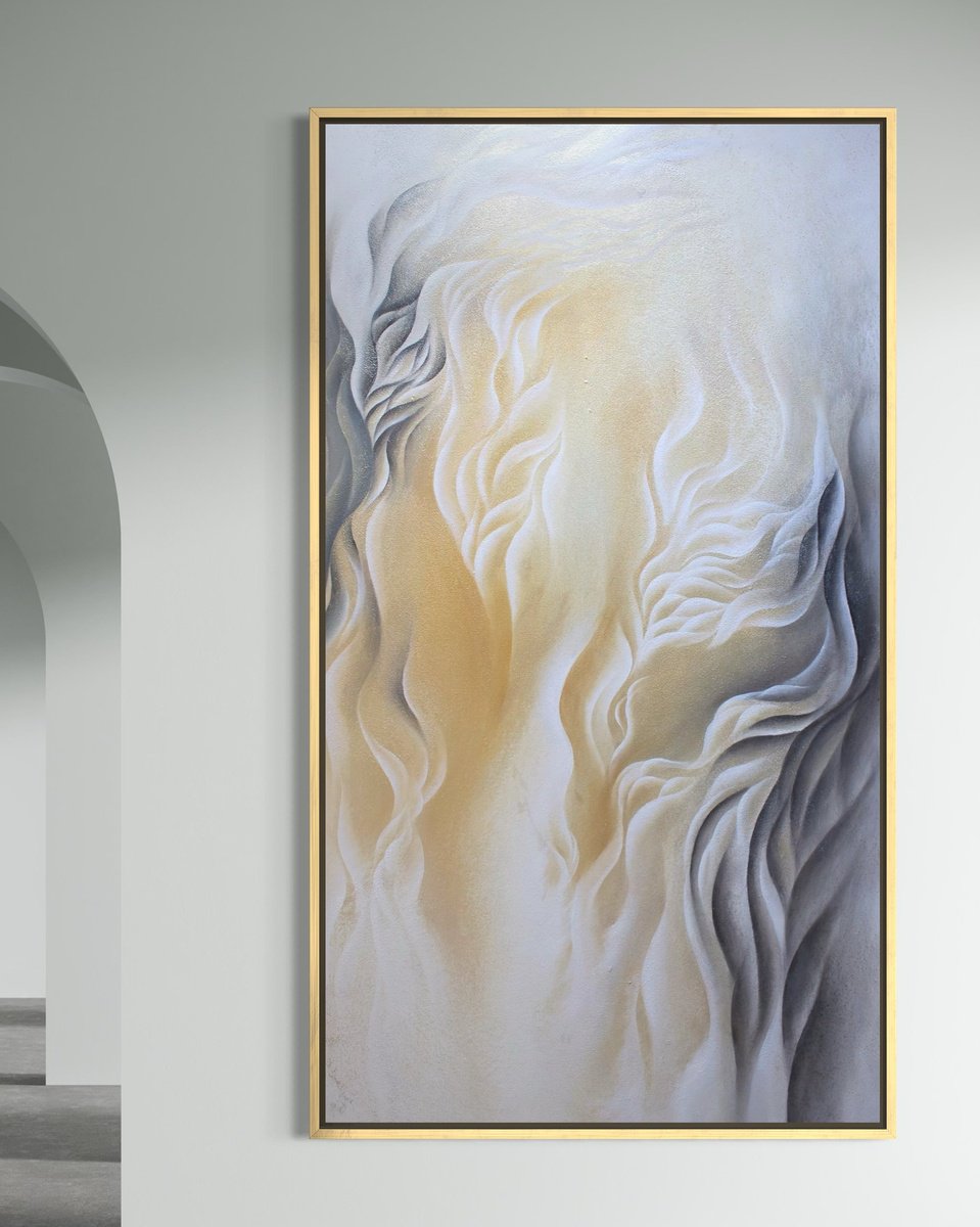 Organic Abstract Acrylic Painting By Francesca Borgo, 39 X 71, Underflow, Original Artwork