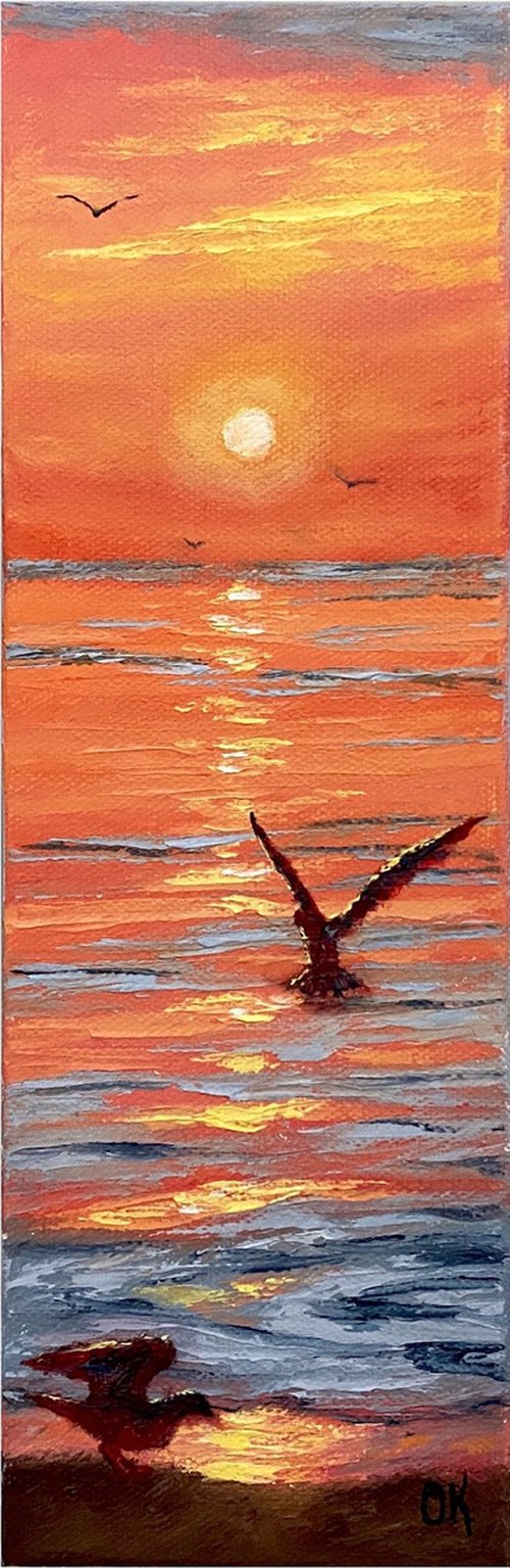 Seagulls at sunset by Olga Kurbanova
