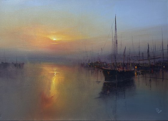 Harbor in the evening calm