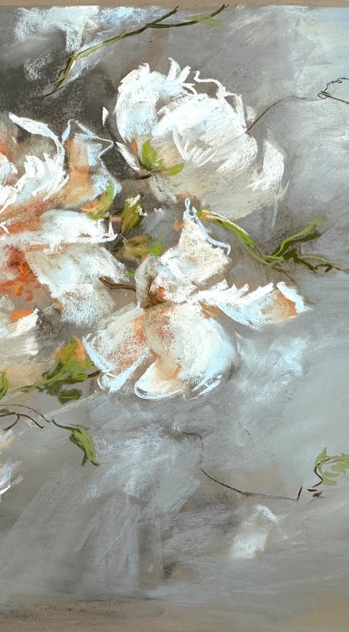 White peonies  and thunder sky by Anna Bogushevskaya