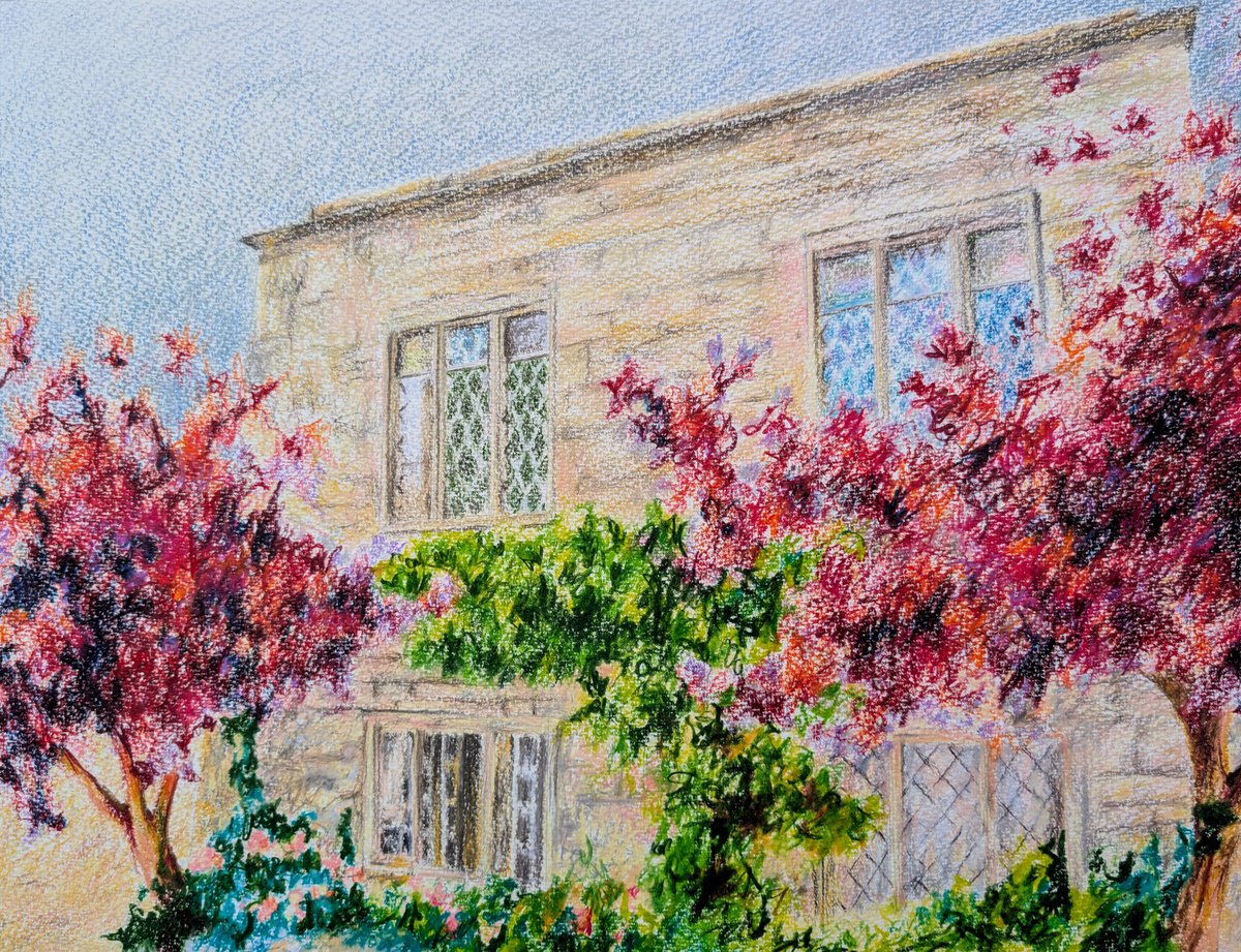 Impressionistic Cityscapes Pencil Drawing By Richard Freer, 16 X 12", Burghley House Scene, Original Artwork