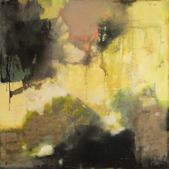 Yellow Meditation Wabi-Sabi 48x48" by Bo Kravchenko